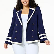 kathy ireland® Fashion 360 Royal Diana Faux-Ever Leather Trim Peacoat