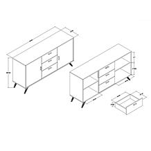 Kelson Dark Grey and Gold Finished Wood 2-Door Sideboard Buffet