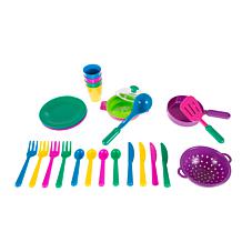 Kids Play Dish Set  27 Piece Tableware Dish Set with Dish Drainer b...