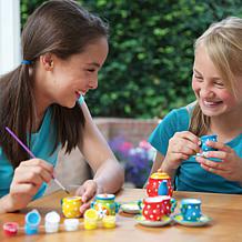 KIDZMAKER Paint Your Own Mini Tea Set - 13-Piece Porcelain Kit