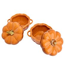 Kitchen HQ 2-pack 14 oz. Pumpkin Stoneware Casseroles