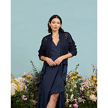 La Joie Crochet Stitch Bomber Jacket