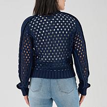 La Joie Crochet Stitch Bomber Jacket