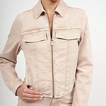 La Joie Marble Denim Cropped Zip-Up Jacket