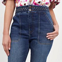 La Joie Vertical Slub Braided Belt Flare Leg Jean