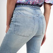 La Joie Vertical Slub Braided Belt Flare Leg Jean