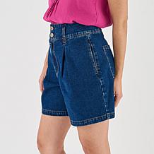 La Joie Vintage Denim Pleated A-Line Short