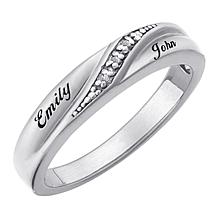 Ladies Diamond Accent Engraved Name Wedding Band