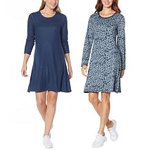 Laila Ali Reversible Long-Sleeve Swing Dress