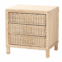 Lanica Japandi Nightstand with Rattan Accents