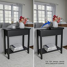 Lavish Home Flip Top Narrow End Table with Storage