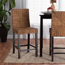 Laymi Boho Counter Stool with Woven Seagrass, 17.7"W x 38.6"H