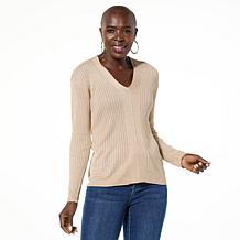 LB70 by Lloyd Boston Lean & LLuxe Metallic Ribbed Knit Sweater