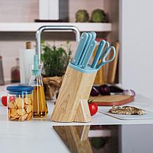 Leo Slate 7pc Knife Block Set with Glossy Handles