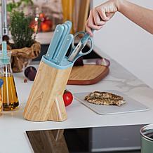 Leo Slate 7pc Knife Block Set with Glossy Handles