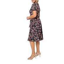 Leota Perfect Wrap Cap Sleeve Dress - Confetti Floral Black