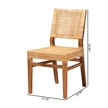 Lesia Dining Chair with Mahogany Frame & Natural Rattan