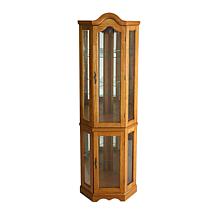 Lighted Corner Curio Cabinet - Golden Oak