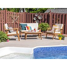 Linon Jiles Outdoor 4-piece Chat Set with Seat Cushions
