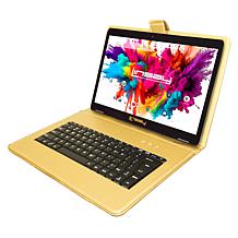 LINSAY® 10.1" Octa Core 128GB Tablet Bundle with Golden Keyboard