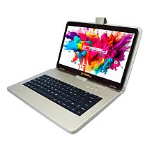 LINSAY® 10.1" Octa Core 128GB Tablet Bundle with Silver Keyboard