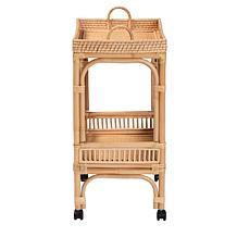 Lombok Natural Rattan Wine Cart with Casters 26.4" W x 15.2" D x 32...
