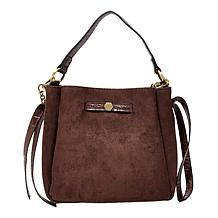 London Fog Leah Faux Suede Crossbody Shoulder Bag with Strap