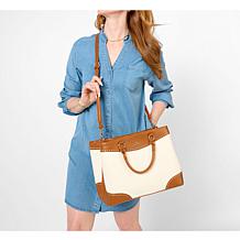 London Fog Oversized Canvas Satchel and Wallet Set