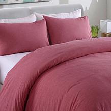 Lotus Home Messy Bed Washed Cotton Duvet Cover and Sham Set - King