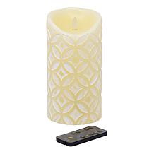 Burgundy Wax Drip Flameless Candle Pillar - Scallop Top