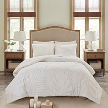 Madison Park Bahari 3-Pc Tufted Chenille Palm Comforter Set White F/Q