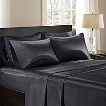 Madison Park Essentials Queen Black Satin Wrinkle-Free 6pc Sheet Set