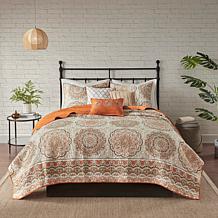 Madison Park Tangiers 6-Piece Reversible Coverlet Set- Orange, K/Cal K