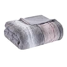 Madison Park Zuri Oversized Faux Fur Throw 60"x70" -  Blush/Grey