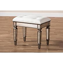 Marielle Fabric Upholstered Mirrored Ottoman Vanity Bench