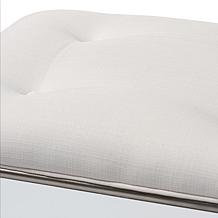 Marielle Fabric Upholstered Mirrored Ottoman Vanity Bench