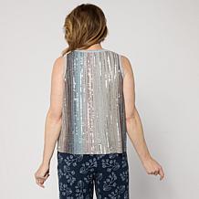 Mark & James by Badgley Mischka Draped Striped Sequin Top