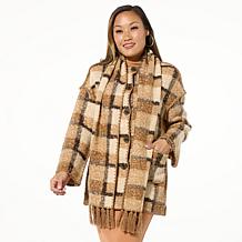 Mark & James by Badgley Mischka Illona Kimono Coat w/ Detachable Scarf