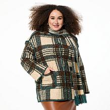 Mark & James by Badgley Mischka Illona Kimono Coat w/ Detachable Scarf