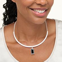 MarlaWynne 14-1/2" CZ Bar Dangle Collar Necklace