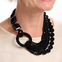 MarlaWynne Black Resin Asymmetrical Beaded Necklace