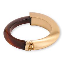 MarlaWynne Brass and Resin Curved Hinged Bangle Bracelet