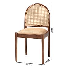 Maryland Dining Chair with Acacia Wood & Rattan, 18.5"W x 34.6"H