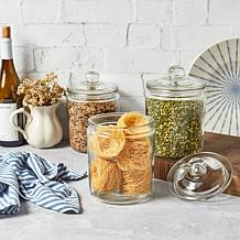 Mason Craft and More 2L Apothecary Glass Jars w Glass Lids - Set of 3
