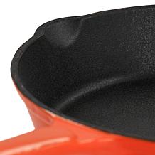 MegaChef Enameled Round 8" Pre-Seasoned Cast Iron Frying Pan - Orange