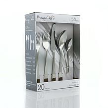 MegaChef Gibbous 20 Piece Flatware Utensil Set, Stainless Steel Sil...