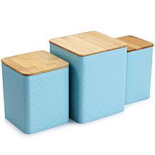 MegaChef Square Iron Canister Set, Turquoise - 3 Piece
