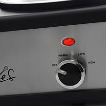 MegaChef Triple 2.5 Quart Slow Cooker and Buffet Server in Brushed ...
