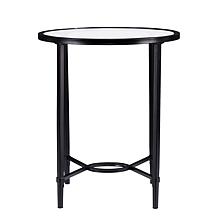 Melinda Metal/Glass Oval Side Table - Black