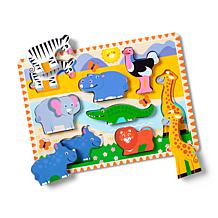 Melissa & Doug Extra-Thick Wooden Safari Puzzle with 8 Chunky Pieces